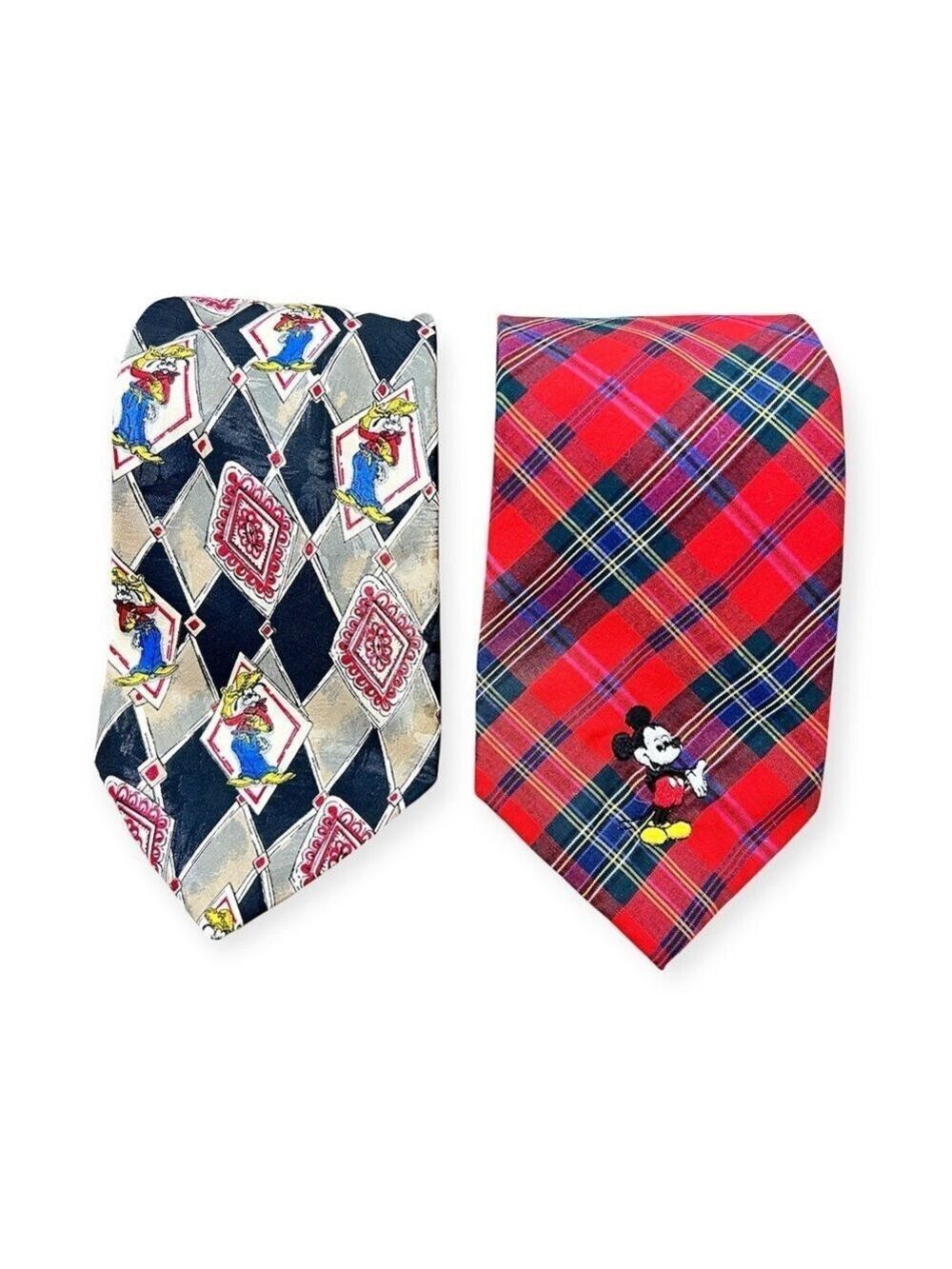 Disney Micky & Goofy Men's Cotton /Polyester Diamond Print Neck Tie 2 Pieces